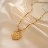 Light luxury vertical diamond lotus pattern pendant, snake bone chain, stainless steel collarbone chain, simple and niche high-end basic style, layered with gold jewelry full image